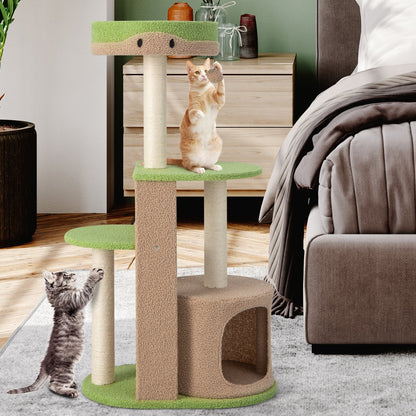 5-Tier Modern Cat Tree Tower for Indoor Cats with Sisal Scratching Posts, Green