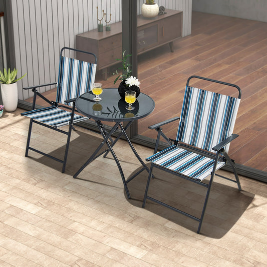 3 Piece Outdoor Folding Chair Set, Portable, Blue Patio Furniture Sets Blue at Gallery Canada