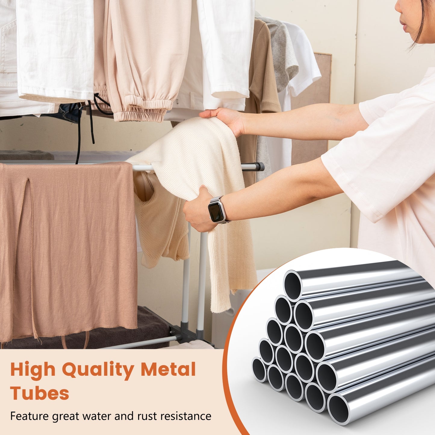 4-Tier Clothes Drying Rack, Rotatable Side Wings, Collapsible Shelves, Gray Drying Racks at Gallery Canada