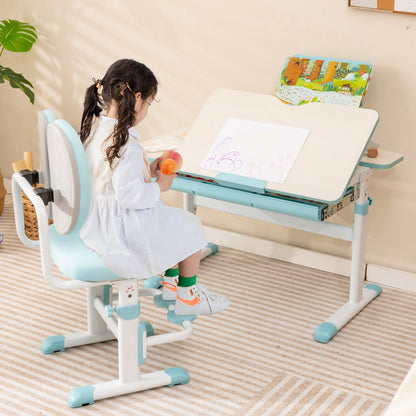 Ergonomic Height-adjustable Kids Study Chair with Double Back Support, Blue at Gallery Canada