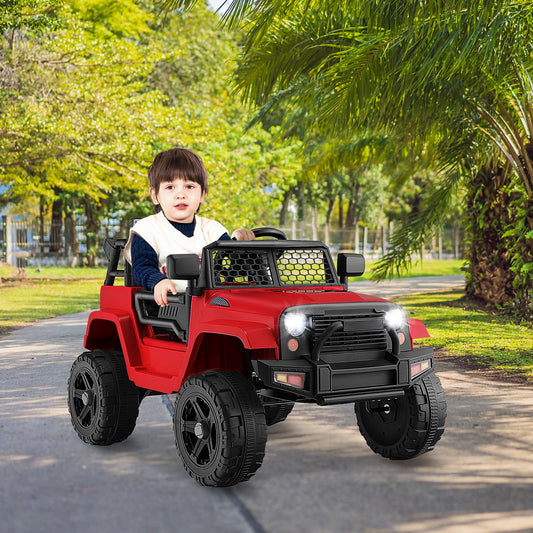 Kids Ride On Truck, 12V, Remote Control, Headlights, Red Powered Ride On Toys Red at Gallery Canada