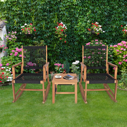 Acacia Wood Rocking Bistro Set, 3 Pieces Patio Conversation Sets Options at Gallery Canada