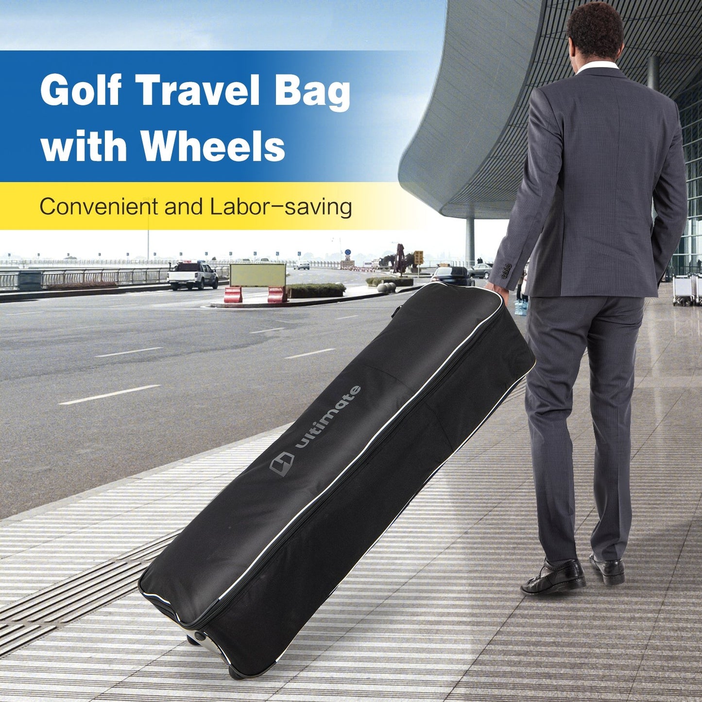 Soft-Sided Golf Travel Bag with Wheels, Black