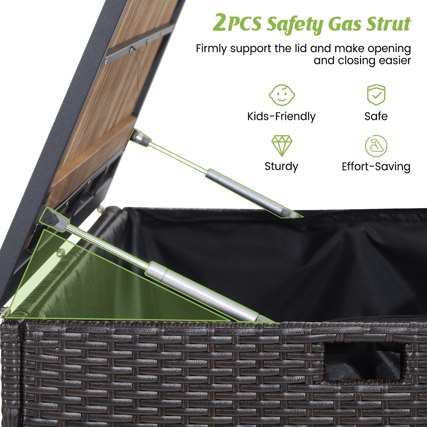 Rattan Storage Box, 134 Gallon, Zippered Liner, Acacia Wood Top, Brown Sheds & Outdoor Storage at Gallery Canada