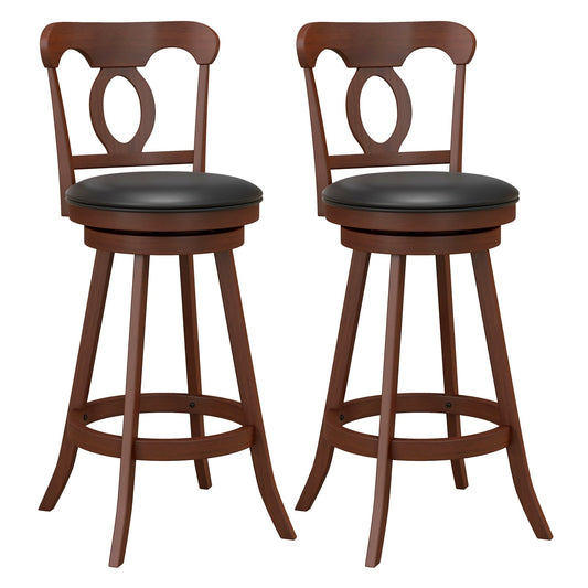 Set of 2 24/30 Inch Swivel Bar Stools with Footrest-30 inches, Espresso