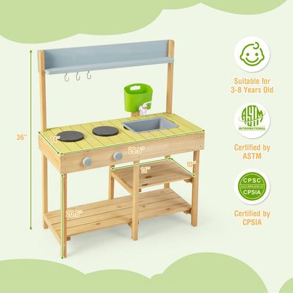 Backyard Pretend Play Toy Kitchen with Stove Top, Natural at Gallery Canada