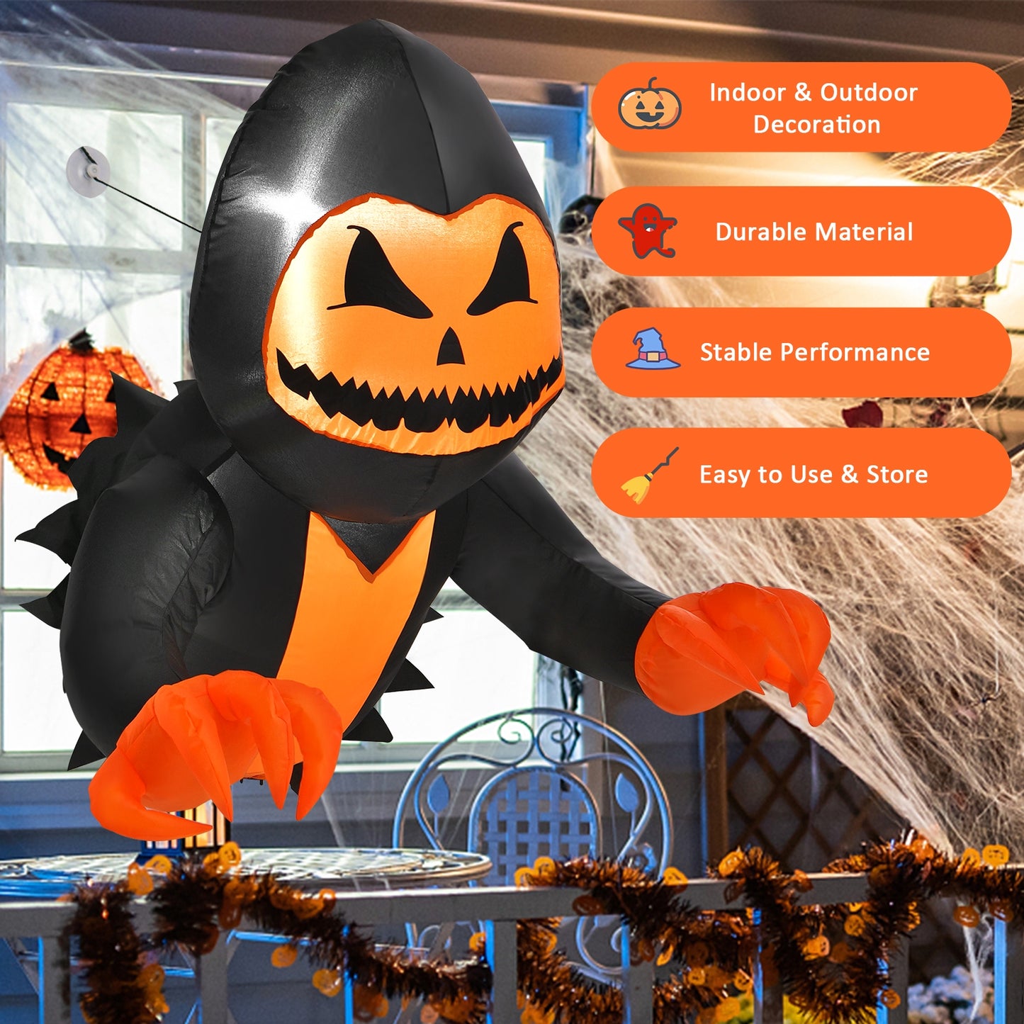3.3 Feet Halloween Inflatable Pumpkin Head Ghost, Orange Halloween at Gallery Canada