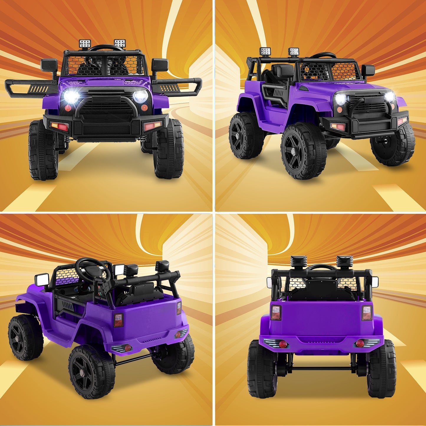 12V Kids Ride On Truck with Remote Control and Headlights, Purple Powered Ride On Toys at Gallery Canada