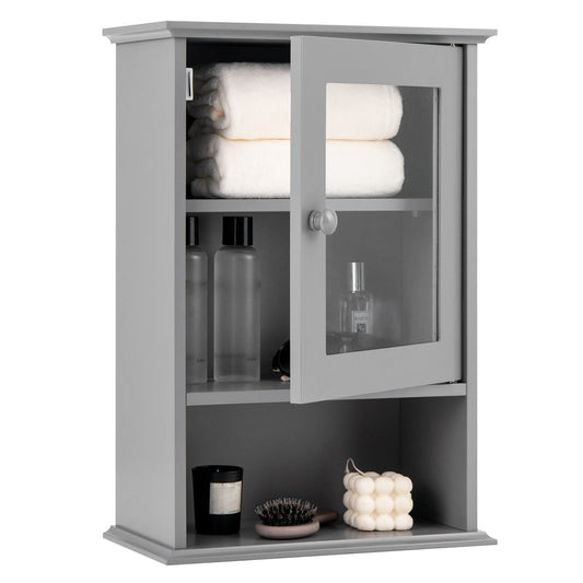 Bathroom Wall Mounted Adjustable Hanging Storage Medicine Cabinet, Gray