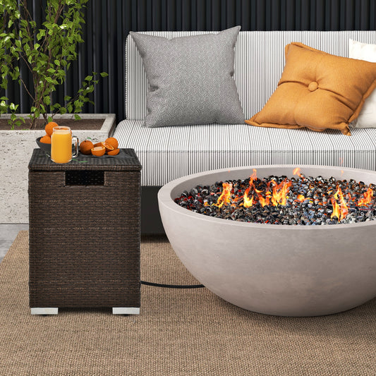 2-In-1 Patio Rattan Gas Propane Tank Cover, 20 lbs, Brown Fire Pits Brown at Gallery Canada