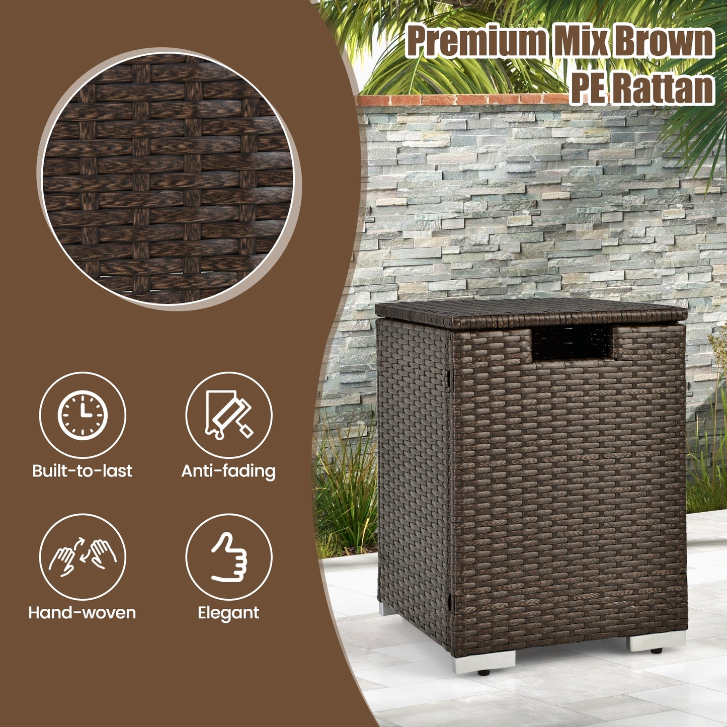 2-In-1 Patio Rattan Gas Propane Tank Cover, 20 lbs, Brown Fire Pits at Gallery Canada