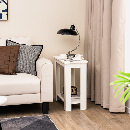 2-Tier Compact End Table With Storage Shelf, White End & Side Tables White at Gallery Canada