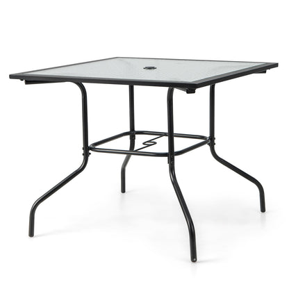 35 x 35 Inch Patio Dining Table with 1.5" Umbrella Hole (Umbrella NOT Included), Black at Gallery Canada