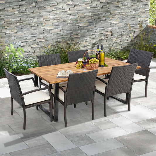 7 Piece Patio Rattan Dining Set, L-Shaped Handrail, Umbrella Hole Patio Dining Sets Options at Gallery Canada