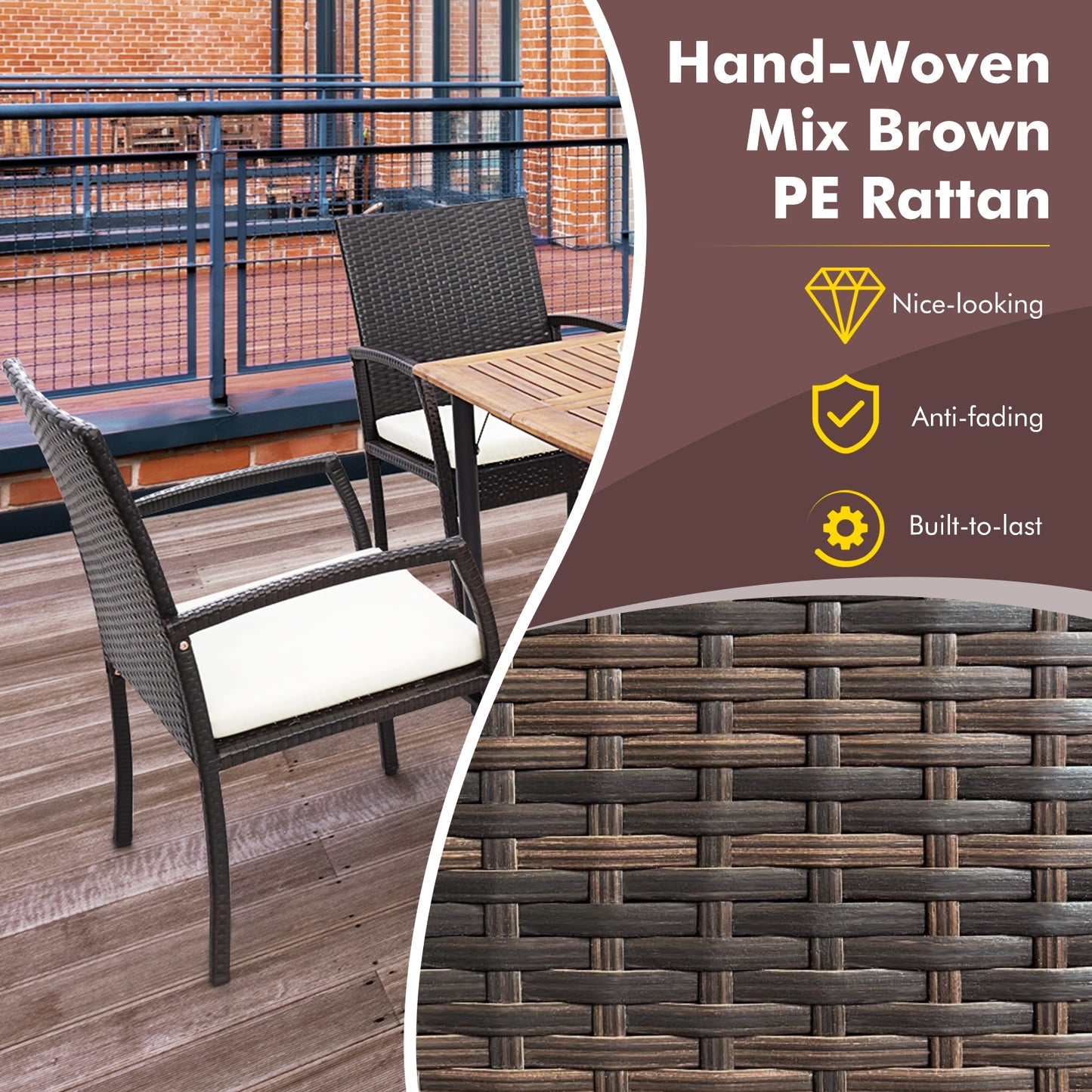 7 Piece Patio Rattan Dining Set, L-Shaped Handrail, Umbrella Hole Patio Dining Sets at Gallery Canada