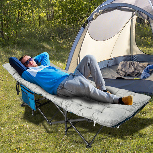 75 x 27.5 Inch Camping Cot Pads, Soft Breathable Crystal Velvet, Gray Camping Furniture Gray at Gallery Canada