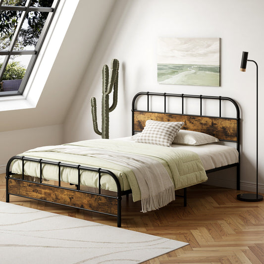 Queen Size Metal Platform Bed Frame, Black Simple Bed Frame Black at Gallery Canada