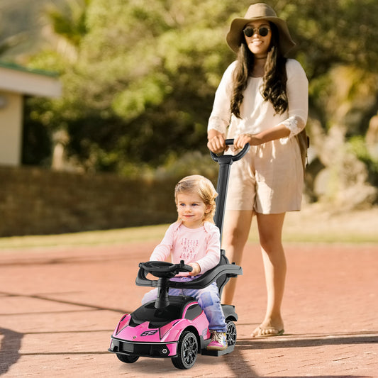3-In-1 Lamborghini Ride On Push Car, Pink Push & Pedal Ride On Toys Pink at Gallery Canada