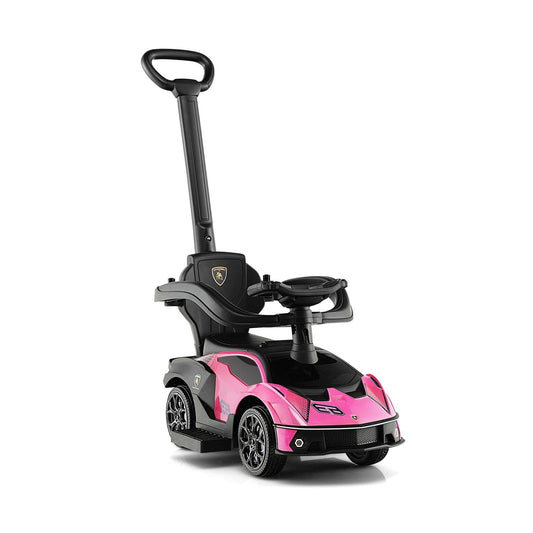3-in-1 Licensed Lamborghini Ride on Push Car with Handle Guardrail, Pink at Gallery Canada