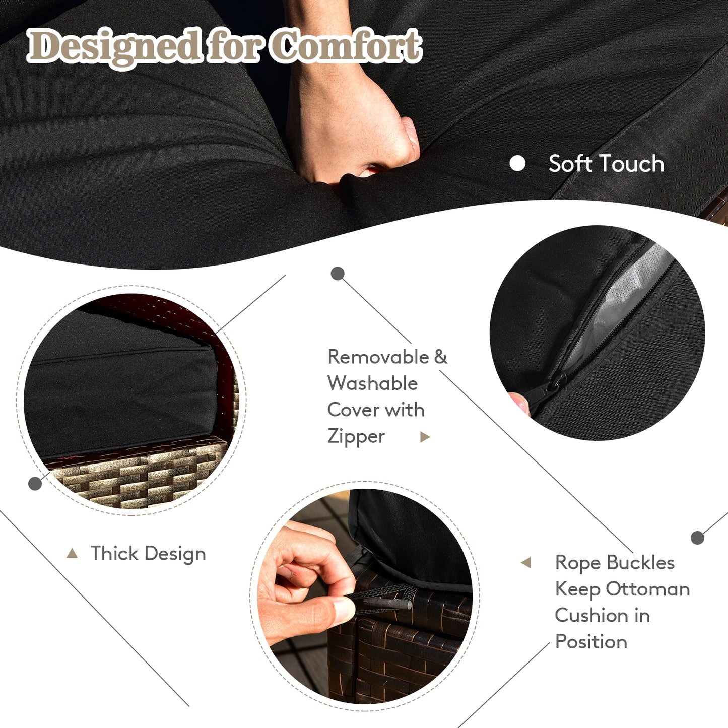 9 Pieces Outdoor Patio Furniture Set with 42 Inch Propane Fire Pit Table, Black Patio Conversation Sets at Gallery Canada