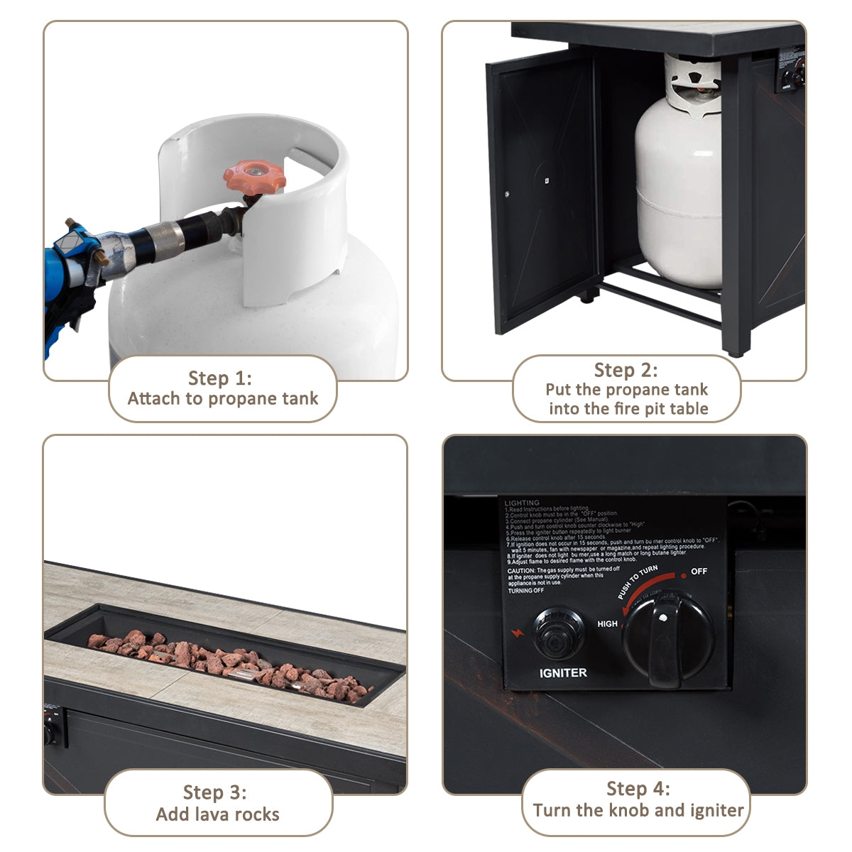 9 Pieces Outdoor Patio Furniture Set with 42 Inch Propane Fire Pit Table, Gray Patio Conversation Sets at Gallery Canada