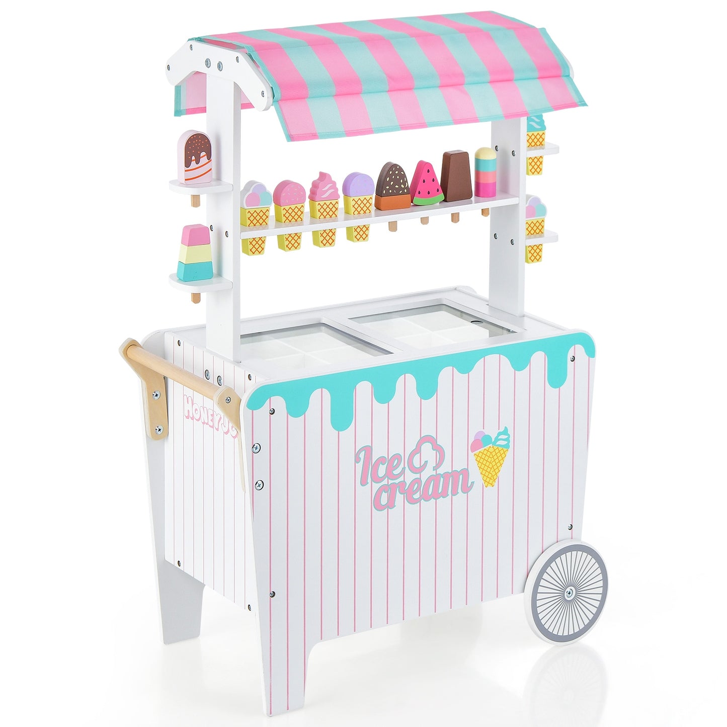 Kids Ice Cream Cart Playset with Display Rack and Accessories, Multicolor Play Kitchen Sets Multicolor at Gallery Canada