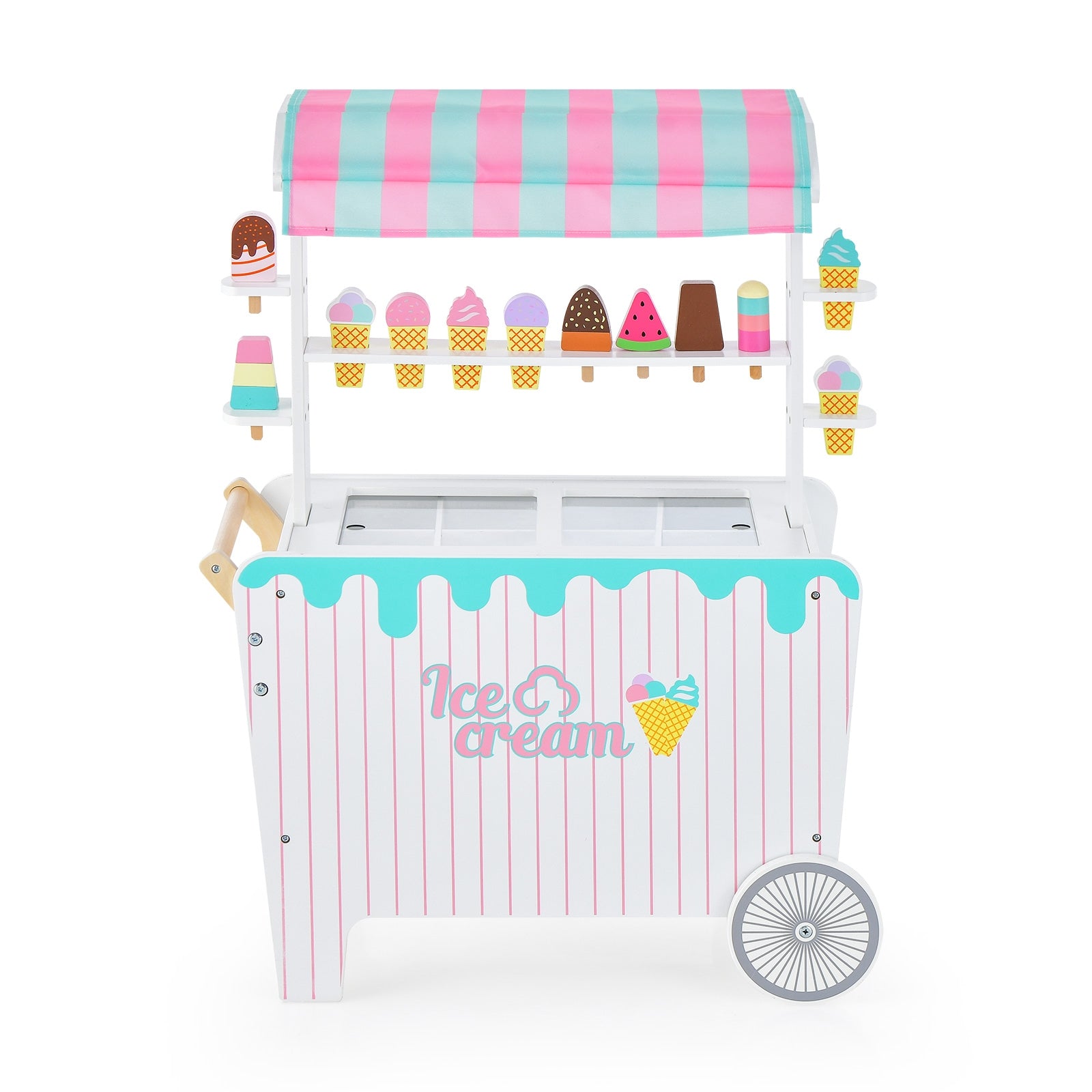 Kids Ice Cream Cart Playset with Display Rack and Accessories, Multicolor Play Kitchen Sets at Gallery Canada
