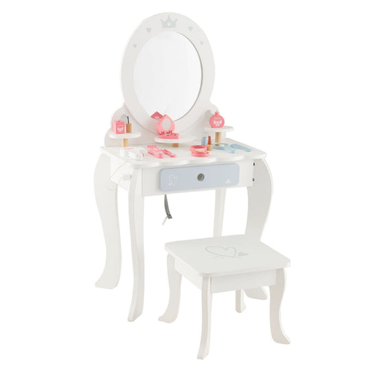 Kids 2-in-1 Princess Makeup Table and Chair Set with Removable Mirror, White at Gallery Canada