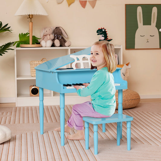 30-Key Wood Toy Kids Grand Piano With Bench, Music Rack, Blue Pianos & Keyboards Blue at Gallery Canada