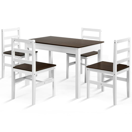 5 Piece Solid Wood Dining Set, Walnut Dining Room Sets Walnut at Gallery Canada