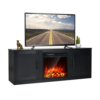 58 Inch TV Stand with 1500W Faux Fireplace for TVs up to 65 Inch, Black