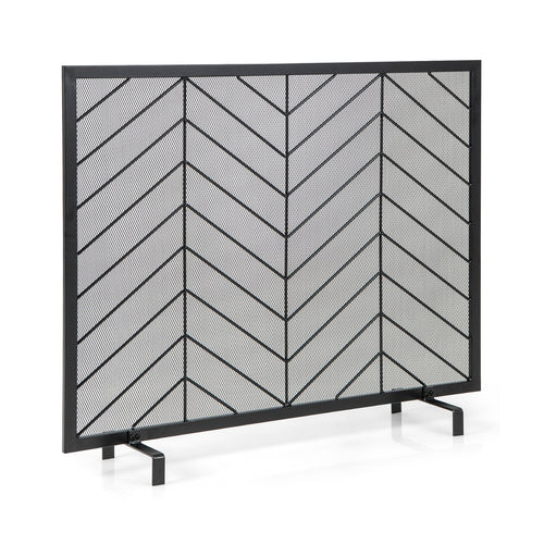 38 x 31 Inch Single Panel Fireplace Screen, Black