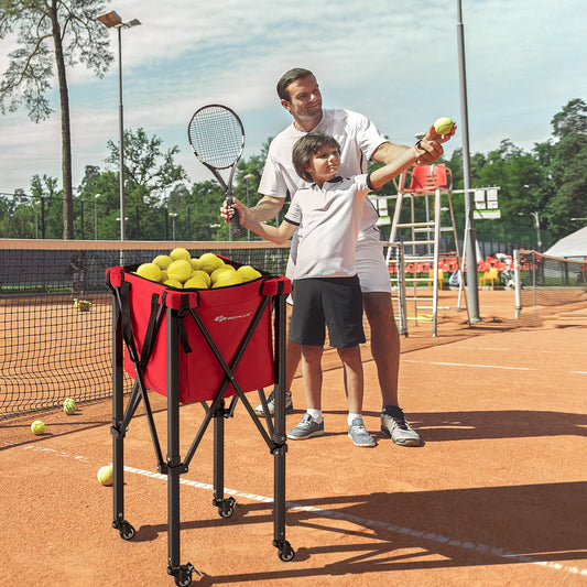 Foldable Tennis Ball Cart With Wheels, Removable Bag, Red Sport Equipments Red at Gallery Canada