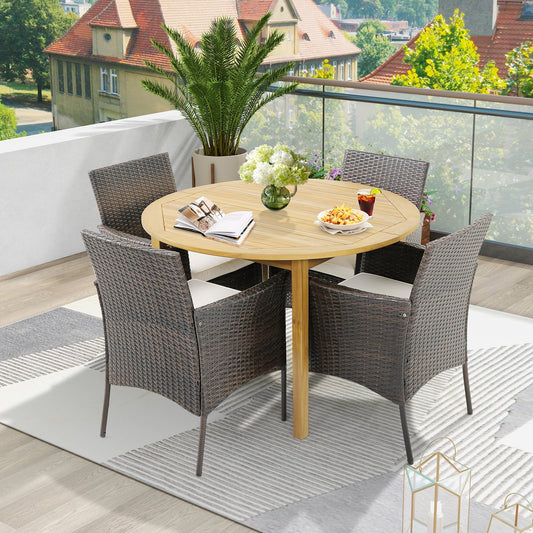 Chaises de salle à manger en osier PE pour patio, lot de 4, marron
