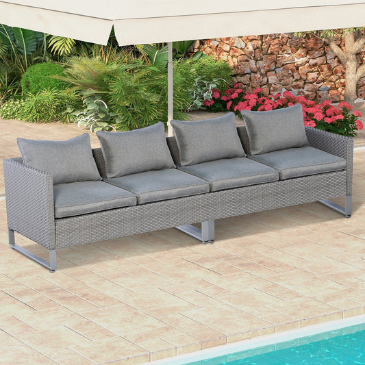 2 Pieces Patio Furniture Sofa Set with Cushions and Sofa Clips, Gray Outdoor Sectionals Gray at Gallery Canada