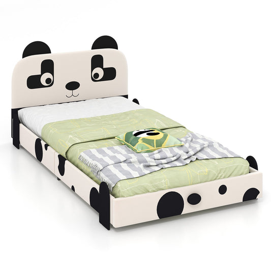 Twin Size Kids Bed with Cute Panda Headboard, Black & White at Gallery Canada