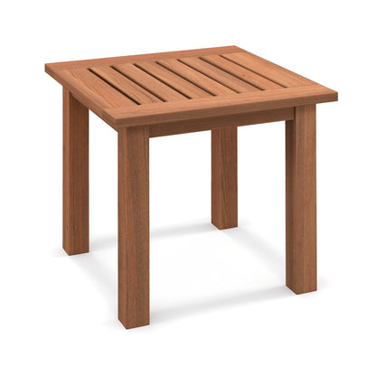 Patio Hardwood Square Side Table with Slatted Tabletop, Natural