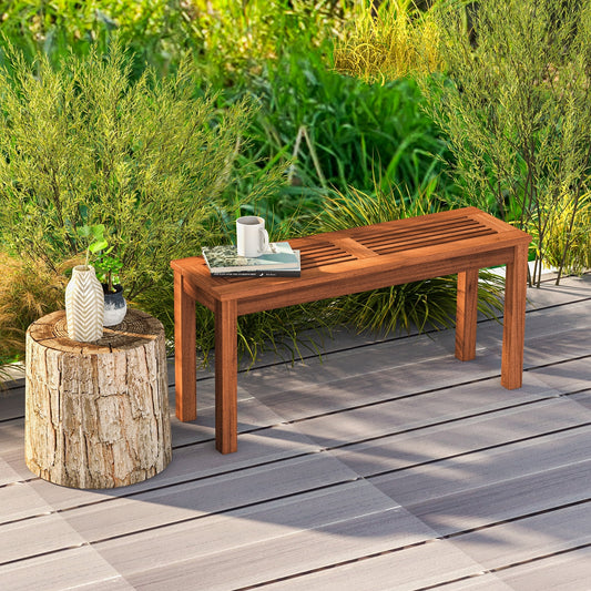 2-Seater Patio Backless Dining Bench, Breathable Slatted Seat, Natural Outdoor Benches Natural at Gallery Canada