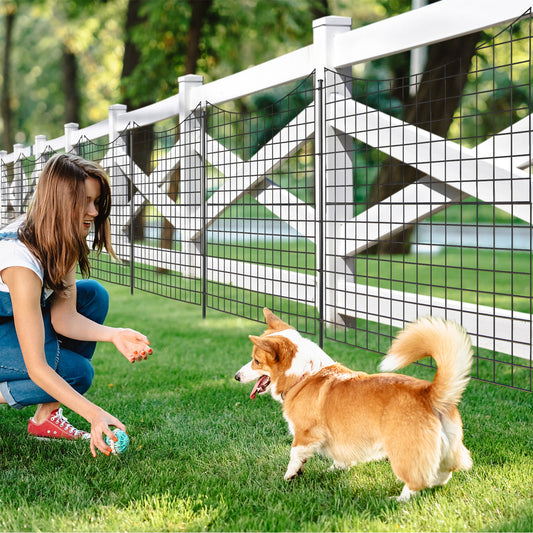 Decorative Garden Fence, 5 Panels, 5 Stakes, Black Decorative Fencing & Flooring Black at Gallery Canada