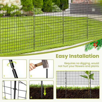 Decorative Garden Fence with 5 Panels and 5 Stakes, Black