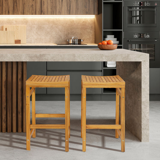 30-Inch Height Bar Chair with Saddle Shaped Seat and Sturdy Footrest-Set of 2, Natural Patio Dining Chairs set of 2 at Gallery Canada