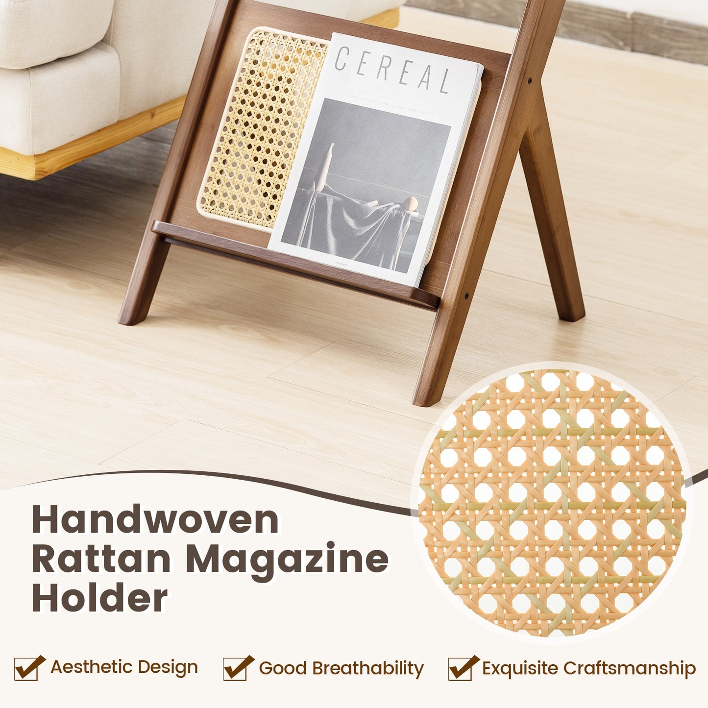 Boho End Table, Magazine Rack, Tempered Glass Top, Walnut End & Side Tables at Gallery Canada