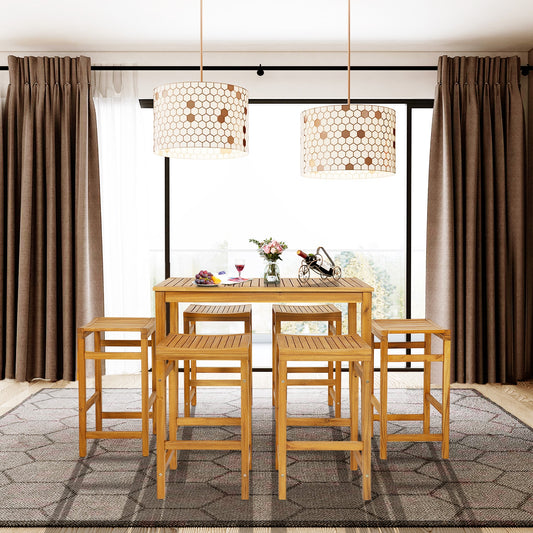 Rectangular Indoor and Outdoor Bar Height Table for Garden, Natural Patio Coffee Tables Natural at Gallery Canada