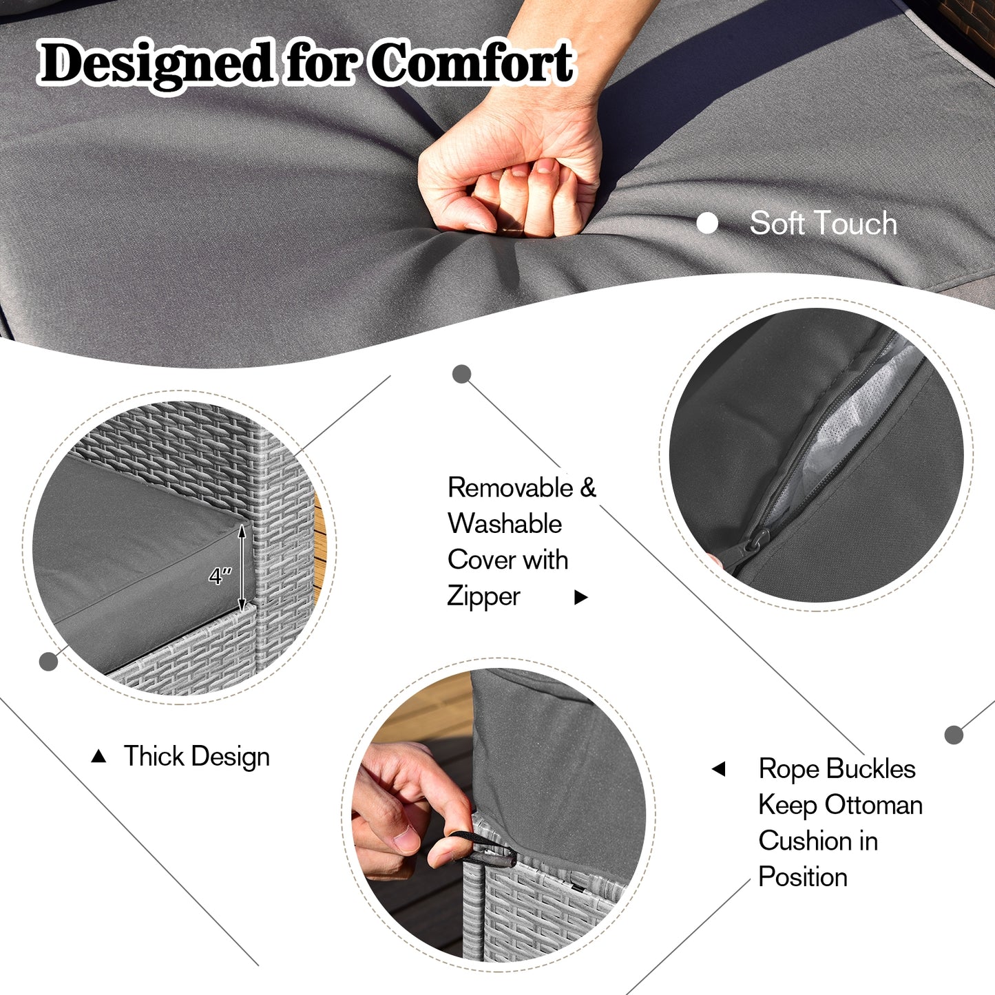 9 Pieces Patio Furniture Set with 42 Inches 60000 BTU Fire Pit, Gray Patio Furniture Sets at Gallery Canada