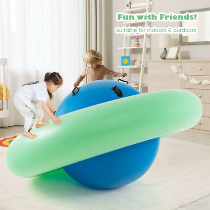 7.5 Foot Giant Inflatable Dome Rocker Bouncer with 6 Built-in Handles for Kids, Green