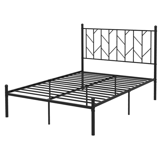 Twin/Full/Queen Size Platform Bed Frame with Sturdy Metal Slat Support-Full Size, Black