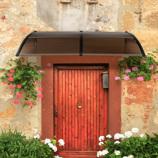 Outdoor Front Door Patio Overhang Awning, 80 x 40 Inch, Brown Outdoor Shades Brown at Gallery Canada