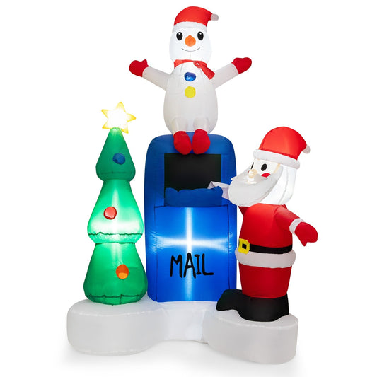 6 Feet Lighted Christmas Inflatable Mailbox Santa Claus Snowman Christmas Tree, Multicolor