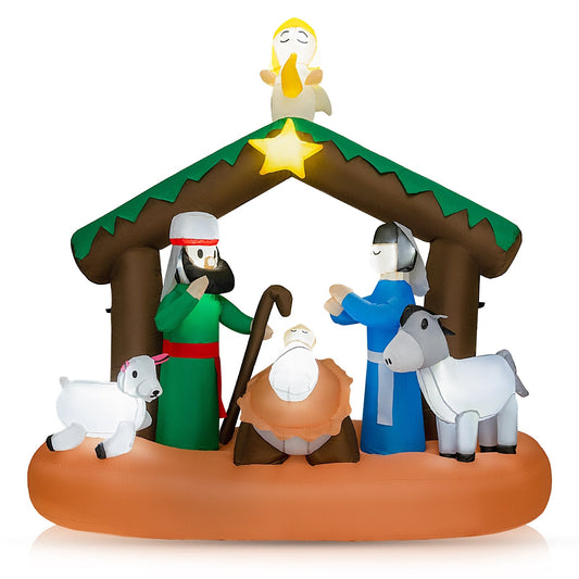 6 Feet Lighted Christmas Inflatable Nativity Scene Decoration, Multicolor