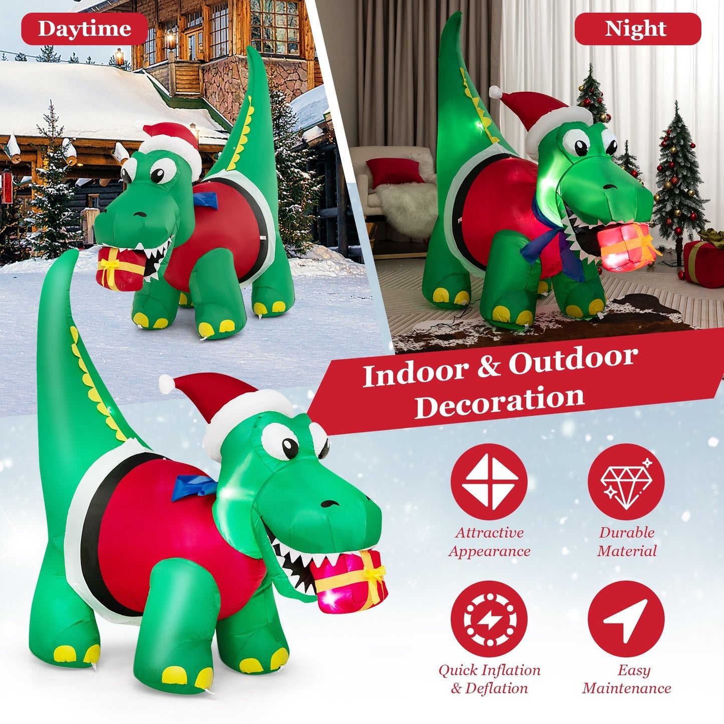 Inflatable Christmas Decoration with LED Lights for Yard, Multicolor